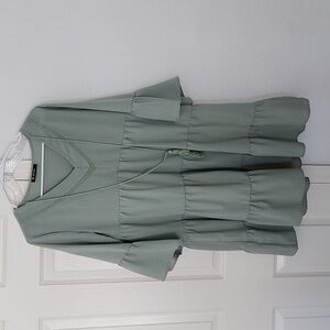 BTFBM Tiered Sage Green Tassel Flowy Midi Dress Size Small